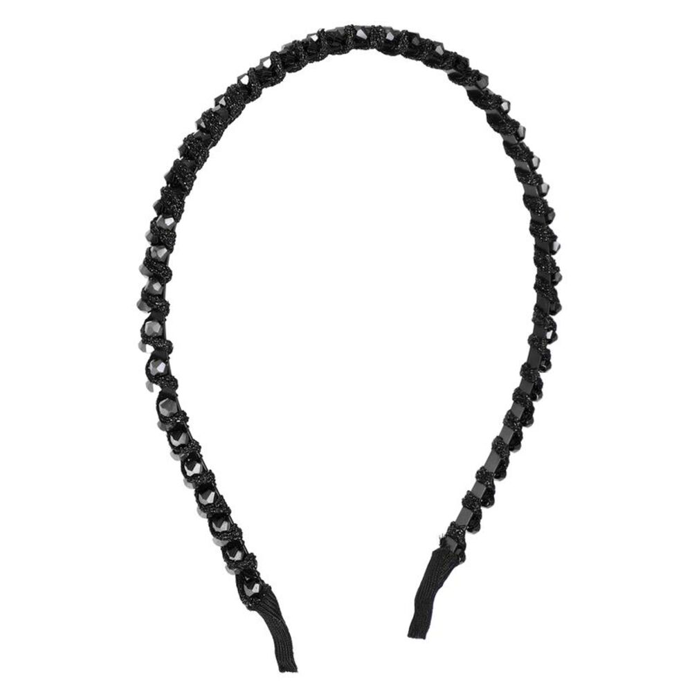 Rhinestone Hair Hoop Headband Hairband Black 0.24 Inch Wide